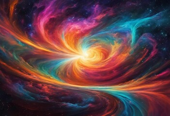 Fototapeta premium AI generated illustration of a vibrant abstract painting of space filled with stars