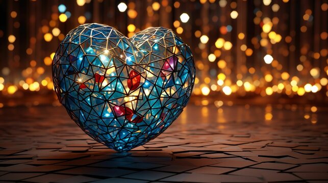 A heart crafted from enigmatic materials, set against a mesmerizing backdrop, AI-generated.