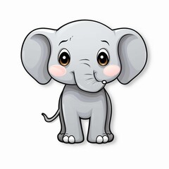 AI generated illustration of a cartoon elephant on a white background