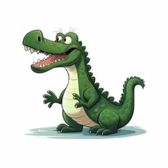 Fototapeta premium AI generated illustration of a cute cartoon crocodile on a white background