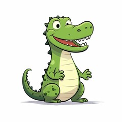 Fototapeta premium AI generated illustration of a cute cartoon crocodile on a white background