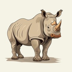 Fototapeta premium AI generated illustration of a cartoon rhinoceros isolated on a clear background