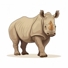 Obraz premium AI generated illustration of a cartoon rhinoceros isolated on a clear background