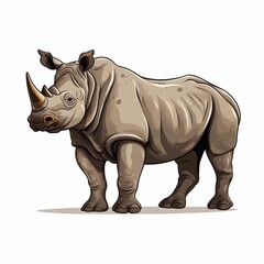 Obraz premium AI generated illustration of a cartoon rhinoceros isolated on a clear background