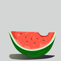 water melon vector art with bite hole