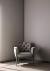 AI generated illustration of a chair against a minimalistic gray wall