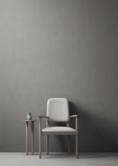 AI generated illustration of a chair against a minimalistic gray wall