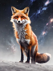 Obraz premium The fox and the night sky