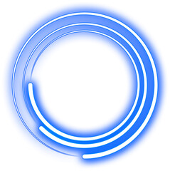 Fototapeta premium Blue Glowing Neon Circle Border Frame 