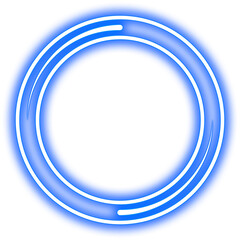 Blue Glowing Neon Circle Border Frame
