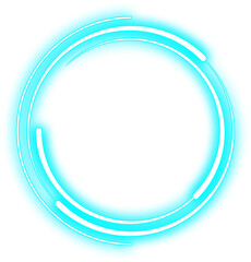 Turquoise Glowing Neon Circle Border Frame
