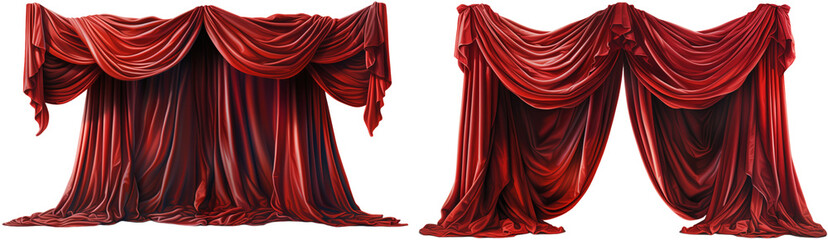 two large red theater curtains