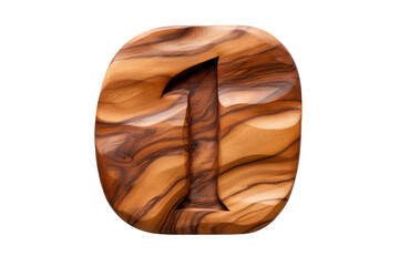 wooden number 1 on isolated transparent background