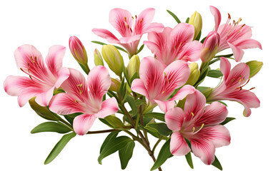 Nature Palette Alstroemeria Flowers in Full Bloom on White or PNG Transparent Background.