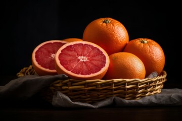 AI generated illustration of grapefruits in a wicker basket