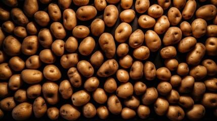 some fresh potatoes scattered on a surface