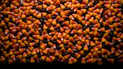 Fototapeta premium AI generated illustration of Aa pile of orange and yellow candy corn