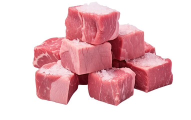 Meaty Cubes Unlocking the Flavor of Mutton on White or PNG Transparent Background.