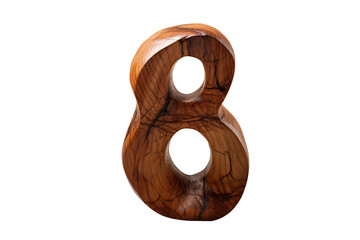 wooden number 8 on isolated transparent background