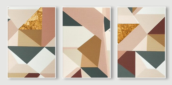 AI generated illustration of three various abstract painting designs