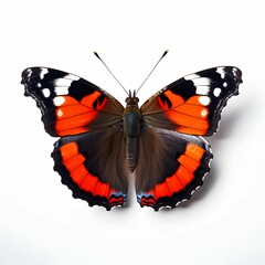AI generated illustration of a red admiral butterfly on a white background