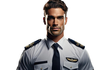 Obraz premium Sky Navigator The Journey of a Male Pilot on White or PNG Transparent Background.