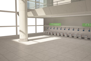 Digital png illustration of sunny airport waiting room on transparent background