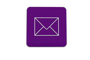 Digital png illustration of purple square with envelope on transparent background