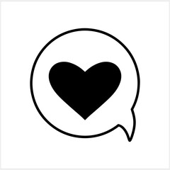 Doodle chat icon with heart. Hand drwn art. Speech symbol for web site design, logo, app, UI. Stencil vector stock illustration EPS 10