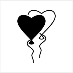 Doodle ballon heart icon isolated. Vector stock illustration. EPS 10