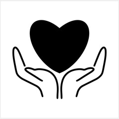 Hand with heart icon Love symbol Stencil clipart Vector stock illustration EPS 10