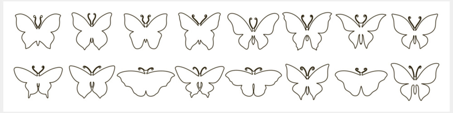 Doodle butterfly icon. Hand drawn line art. Engraving insect animal. Vector stock illustration. EPS 10
