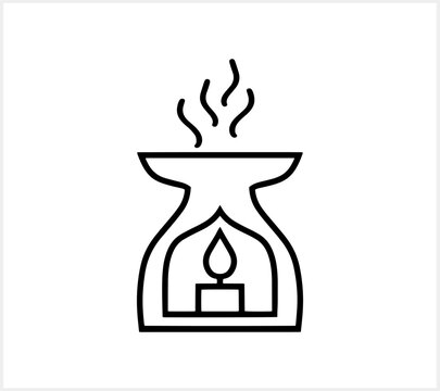 Aroma lamp icon isolated. Oriental design element. Hand drawn sketch. Doodle vector stock illustration. EPS 10