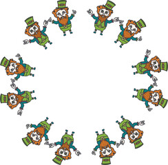 Fototapeta premium Digital png illustration of st patrick's circle holding hands, copy space on transparent background