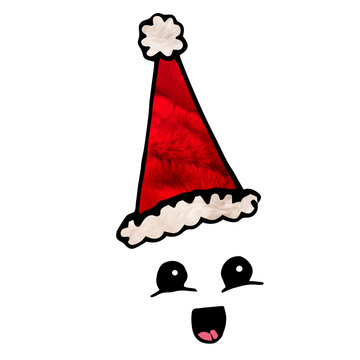 Digital png illustration of smiling face with santa hat on transparent background