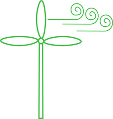 Digital png illustration of green wind turbine on transparent background
