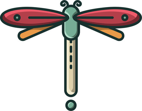 Digital png illustration of colourful dragonfly on transparent background