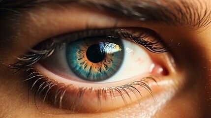 Naklejka premium close up of Blue eye of men : Generative AI
