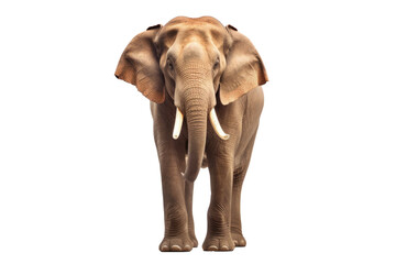 Elephant standing - Thailand. Full-length image of an Asian elephant standing on transparent background ,generative ai