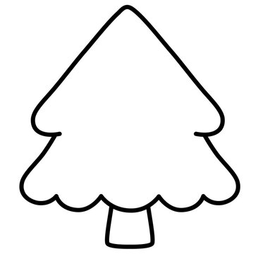 Cute Christmas tree outline cartoon doodle illustration