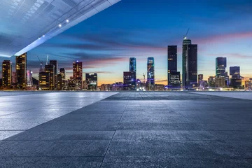 Foto op Aluminium City square and skyline with modern buildings in Shenzhen at night, Guangdong Province, China. © ABCDstock