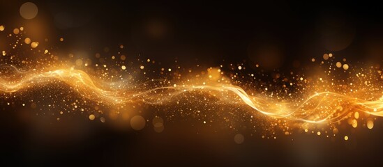 Image of motion blur lights during holidays on a golden abstract background - obrazy, fototapety, plakaty