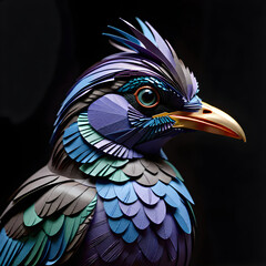 Fototapeta premium Capturing the Multicolored Splendor: Victoria's Riflebird's Paper Art Expression of Beauty in Feathers and Patterns.(Generative AI)
