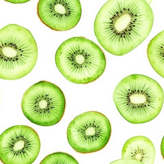 Fototapeta premium Vibrant Watercolor Kiwi Seamless Pattern Refreshing Wallpaper