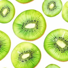 Fototapeta premium Vibrant Watercolor Kiwi Seamless Pattern Refreshing Wallpaper