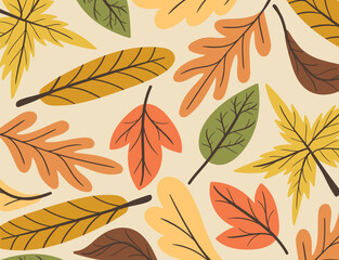 vector autumn leaves for banner, publication, social media background.