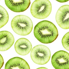 Fototapeta premium Vibrant Watercolor Kiwi Seamless Pattern Refreshing Wallpaper