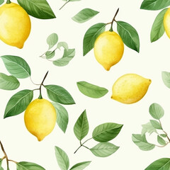 Vibrant Watercolor Lemon Seamless Pattern Wallpaper