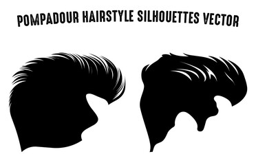 Pompadour haircut Silhouette clipart Bundle, Men hair cut Vector Set, Trendy stylish Male hairstyle Silhouettes