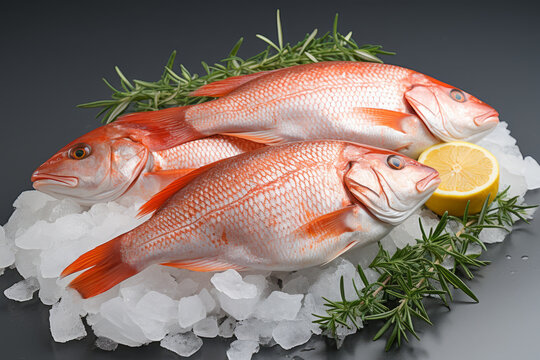photo product of three fresh fish isolated transparent background ,generative ai.